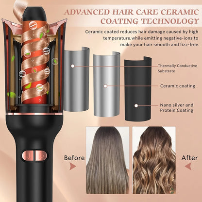 Automatic Ceramic Hair Curler — Auto Rotating Air Spin Wand & Magic Curl Machine for Effortless Waves