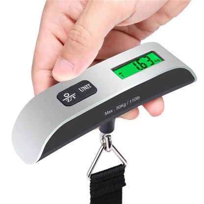 Portable Digital Luggage Scale — LCD Display Hanging Scale up to 110lb/50kg for Travel & Baggage Weighing