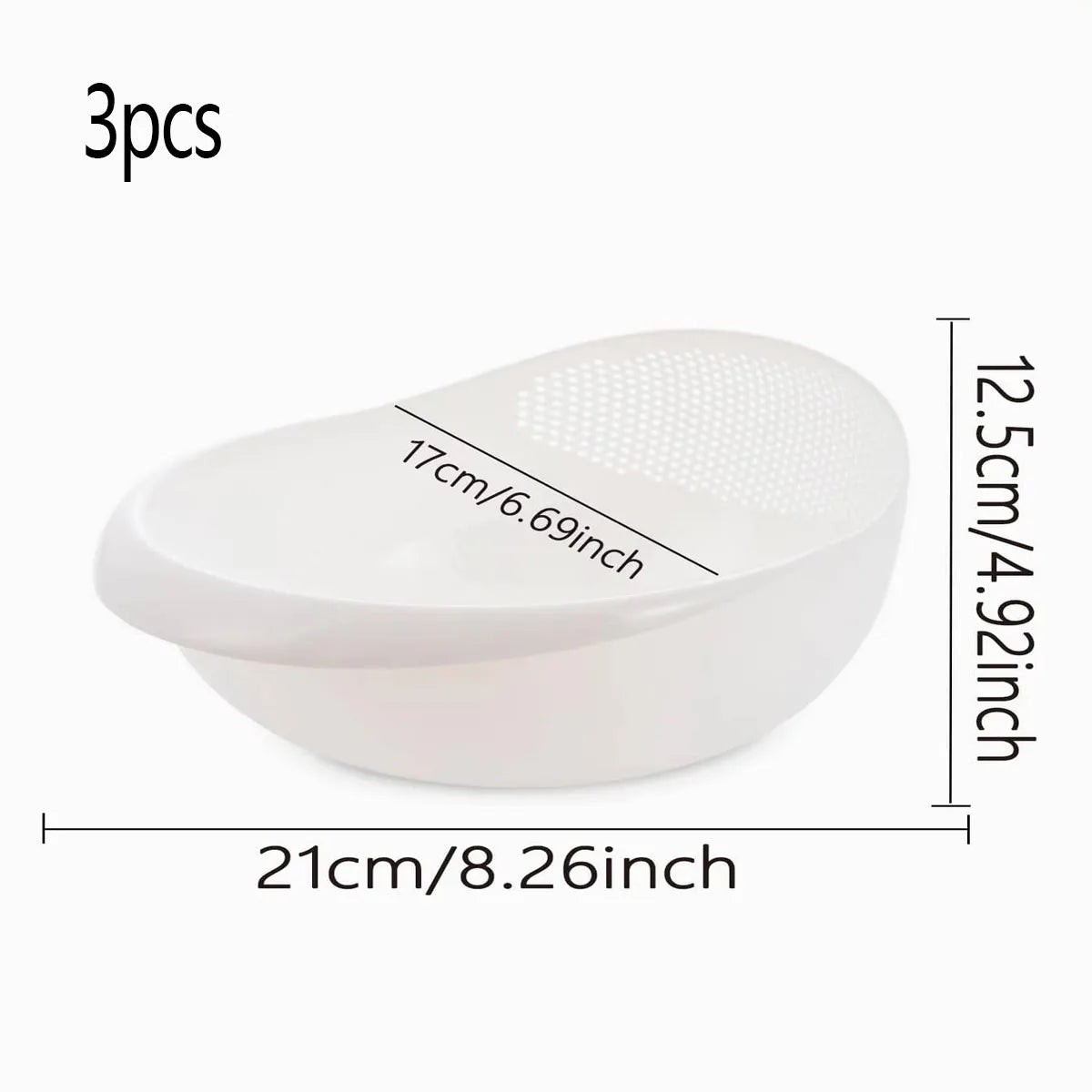 Double-Layer Colander & Drain Bowl with Handles – 1 or 3 Pack