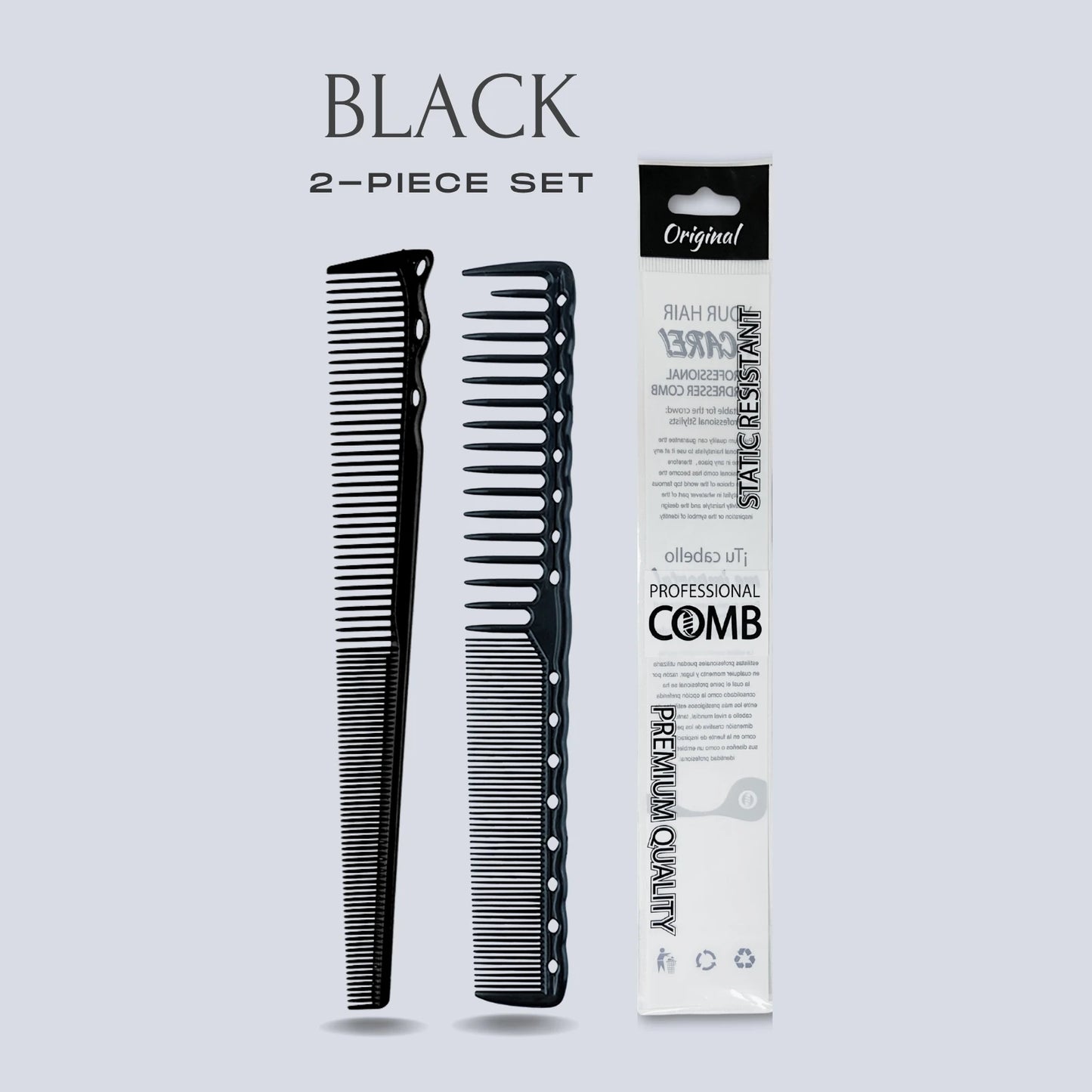Professional Barbershop Dense Teeth Comb Set — Anti-Static Edge & Corner Comb for Flat Haircut & Styling