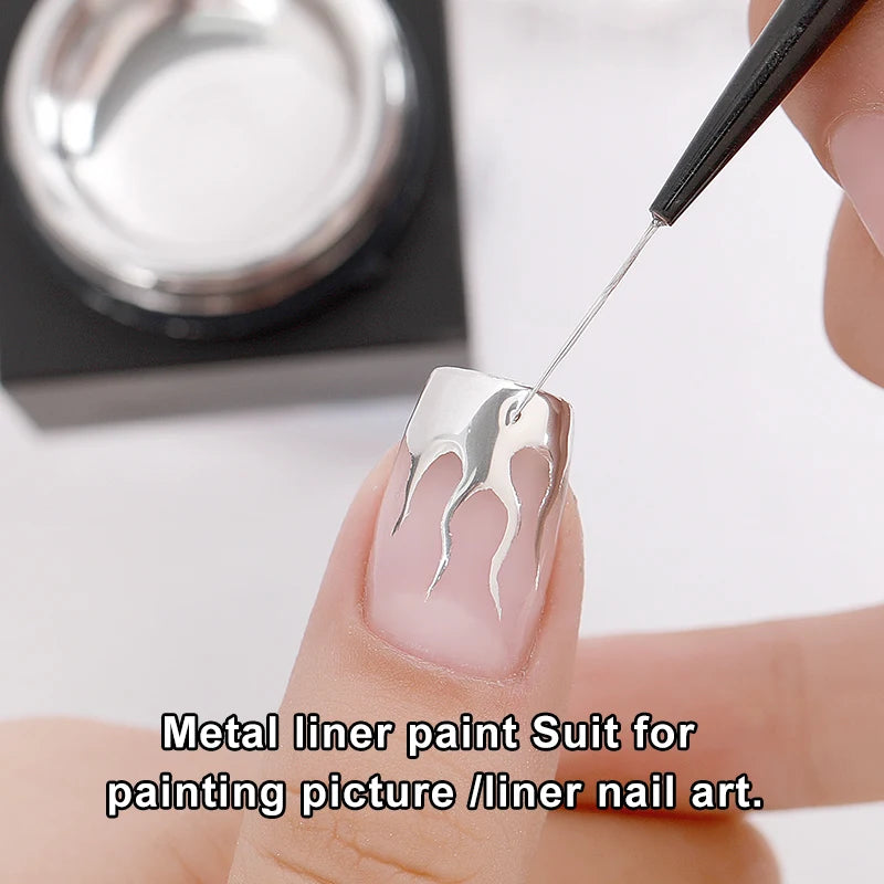 Silver Mirror Nail Liner Gel Polish — Metallic, Semi-Permanent, 5ml