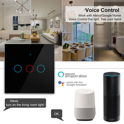 EU WiFi Smart Light Switch — No Neutral Wire, Touch & RF433, Tuya App, Alexa & Google Home