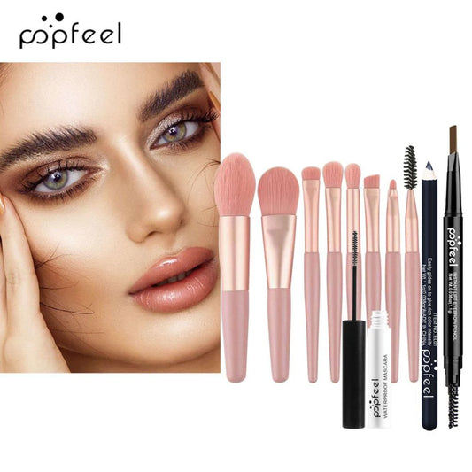 POPFEEL 40-Color Eye Makeup Set — Eyeshadow Palette, Eyebrow Pencil, Eyeliner, Mascara & Brushes