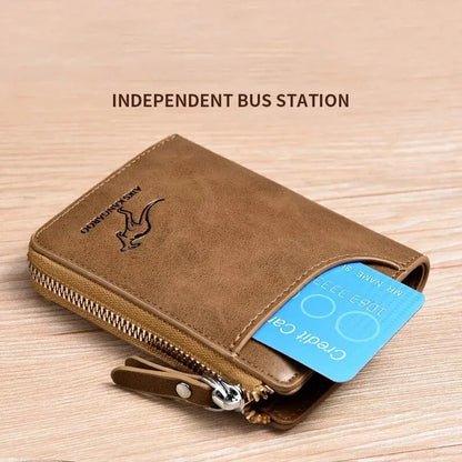 Men's RFID Luxury Leather Wallet — Business Card Holder, Zipper Coin Purse & Bifold