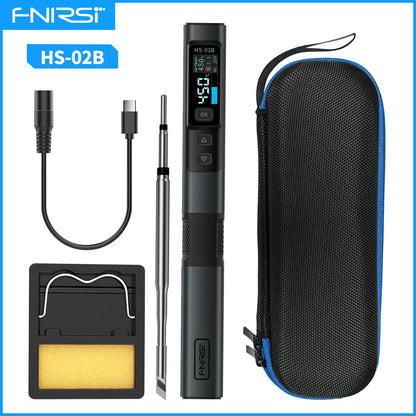 FNIRSI HS-02 Portable Soldering Iron — 100W PD, Adjustable 100-450°C Temperature & Fast Heating