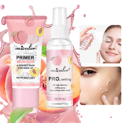 Makeup Primer & Setting Spray Set — Invisible Pore Color Rendering Base & Long-Lasting Finishing Spray