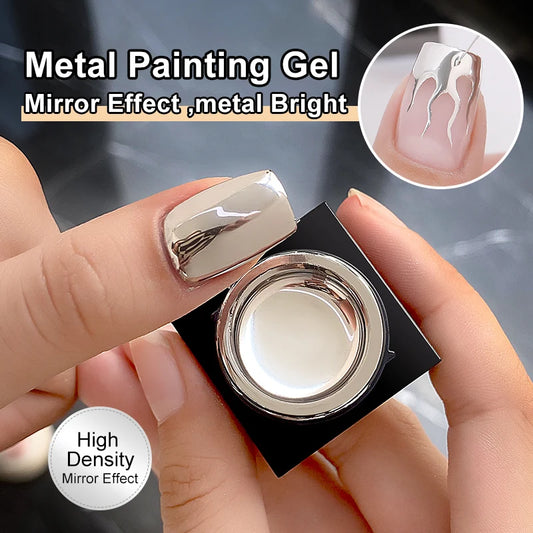 Silver Mirror Nail Liner Gel Polish — Metallic, Semi-Permanent, 5ml