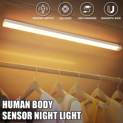 LED Motion Sensor Cabinet Light — USB Type-C Rechargeable Wireless Night Light for Kitchen, Wardrobe & Stairs