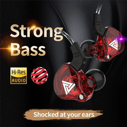QKZ AK6 In-Ear HIFI Earphones — 6 Dynamic Drivers, Stereo Bass Subwoofer Monitor Earbuds with Mic