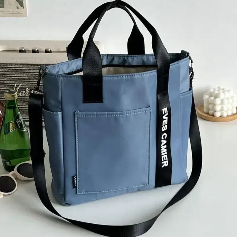 Nylon Waterproof Canvas Tote Bag — Large Capacity Casual Messenger Shoulder Bag for Women & Students