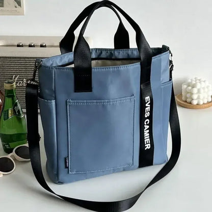 Nylon Waterproof Canvas Tote Bag — Large Capacity Casual Messenger Shoulder Bag for Women & Students