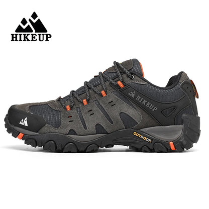HIKEUP Men's Suede Leather Hiking Shoes — Wear-Resistant Outdoor Trekking, Walking & Tactical Sneakers