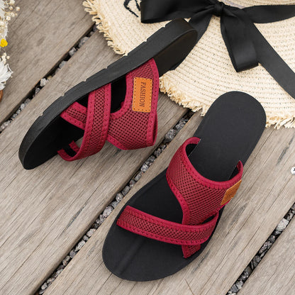 Sports-Style Mesh Breathable Women's Flat Sandals — Comfortable Skin-Friendly Indoor & Outdoor Sandals
