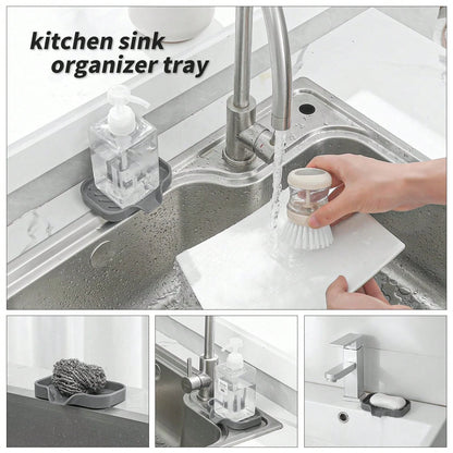 Silicone Sink Storage Tray — Drain Design Sponge & Soap Holder for Kitchen