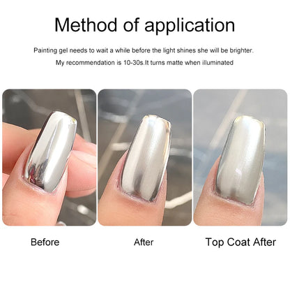 Silver Mirror Nail Liner Gel Polish — Metallic, Semi-Permanent, 5ml