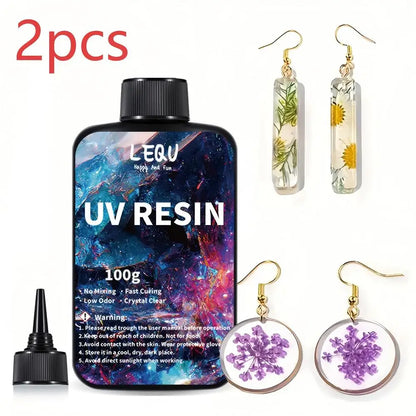 Crystal Clear DIY UV Resin — Hard UV-Curable Epoxy Resin for Crafts & Jewelry Making (100g / 300g / 500g)