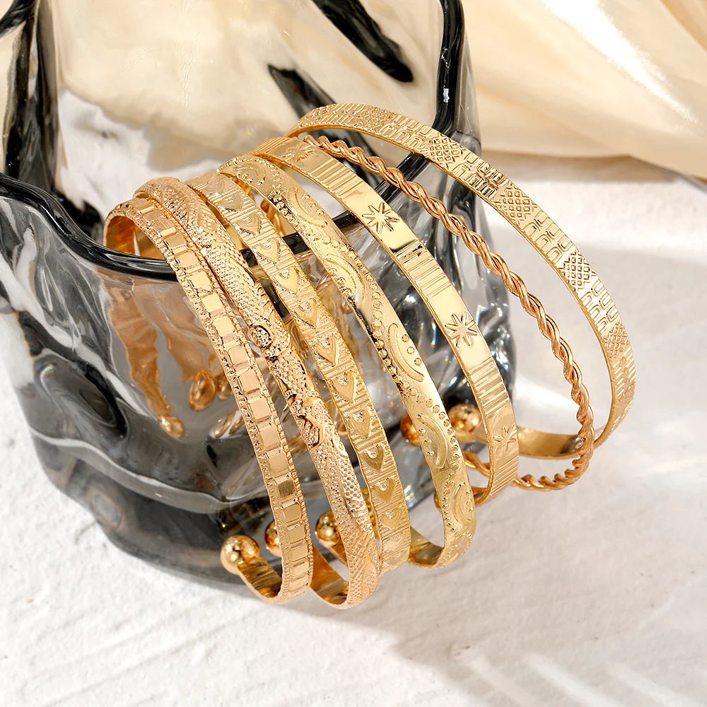 7-Piece Women’s Gold-Tone Punk Bracelet Set