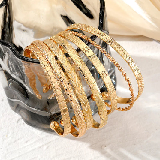 7-Piece Women’s Gold-Tone Punk Bracelet Set