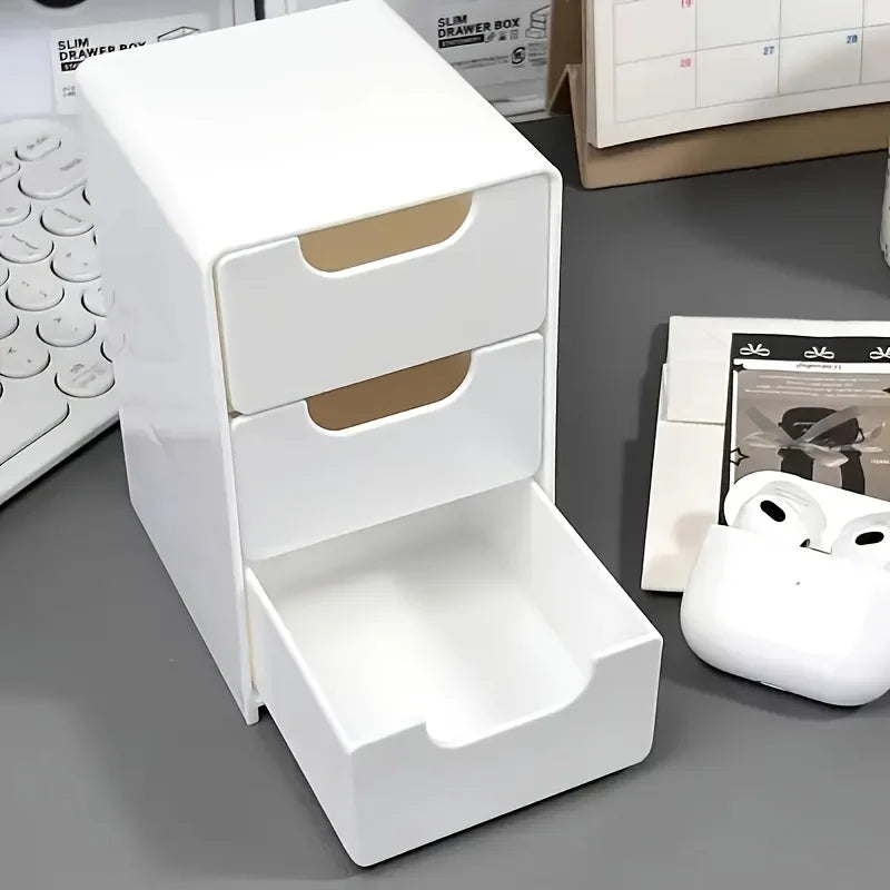 3-Tier Desk Organizer with Storage Drawers — Portable Partition Box for Stationery, Jewelry & Cosmetics