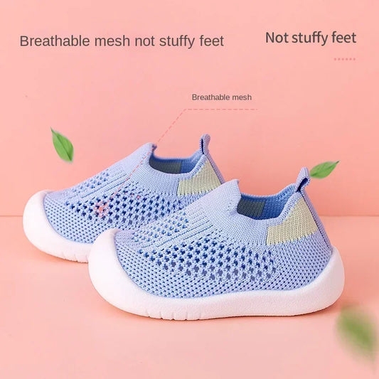 Toddler Breathable Knitted Slip-On Sneakers — Soft Non-Slip School Casual Shoes for Boys & Girls
