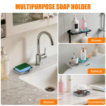 Silicone Sink Storage Tray — Drain Design Sponge & Soap Holder for Kitchen
