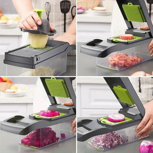 16-in-1 Multifunctional Vegetable Cutter Set — Dice, Slice, Shred & Grate Fruits and Vegetables