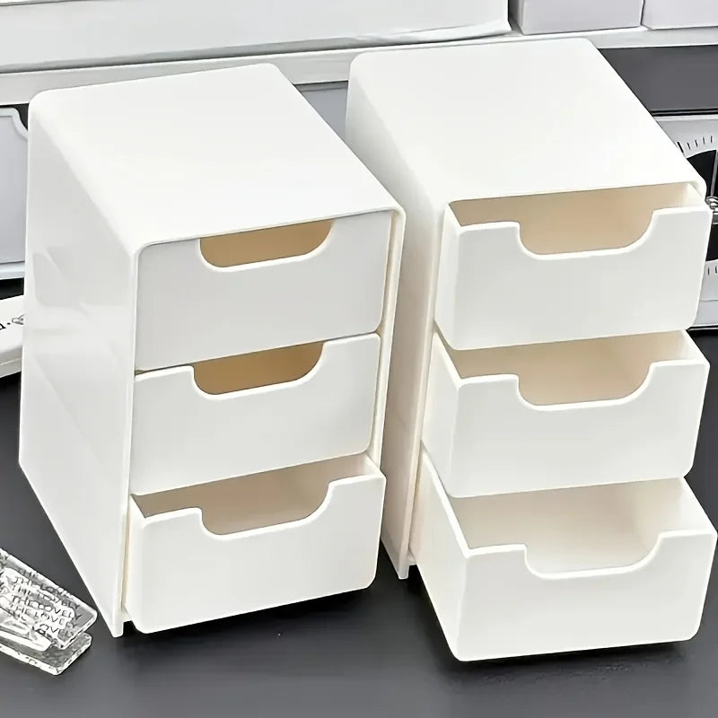 3-Tier Desk Organizer with Storage Drawers — Portable Partition Box for Stationery, Jewelry & Cosmetics
