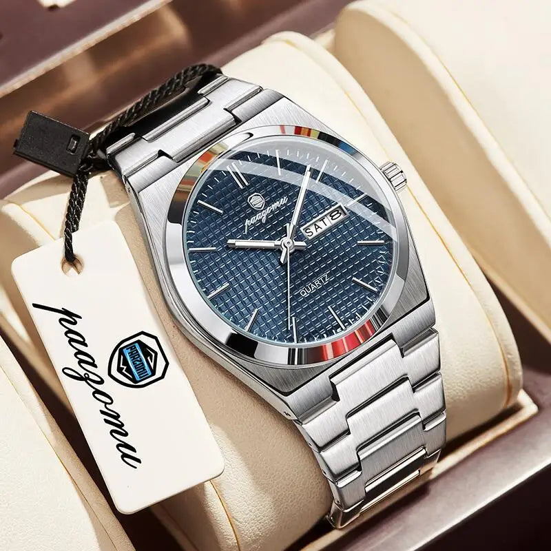 PAAZOMU Luxury Men's Chronograph Watch — Luminous Waterproof Quartz Watch with Date Display