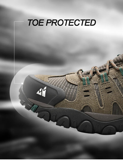 HIKEUP Men's Suede Leather Hiking Shoes — Wear-Resistant Outdoor Trekking, Walking & Tactical Sneakers
