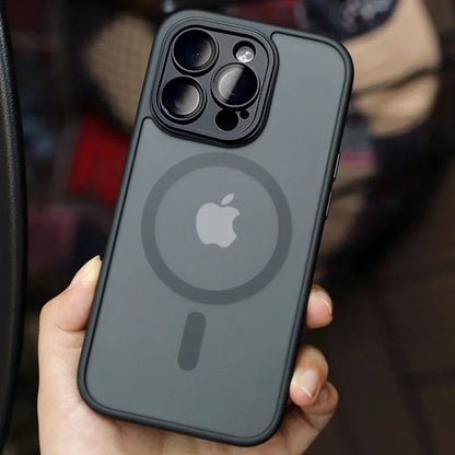Magnetic Matte Translucent iPhone Case with Lens Protector — MagSafe Compatible, iPhone 11–17 Pro Max