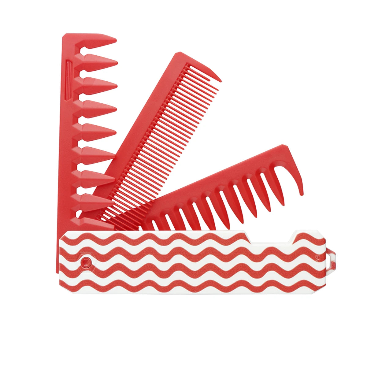 Pocket Folding Wide Tooth Comb Set — 1/2/3-in-1 Plastic Oil Head, Beard & Barber Styling Combs