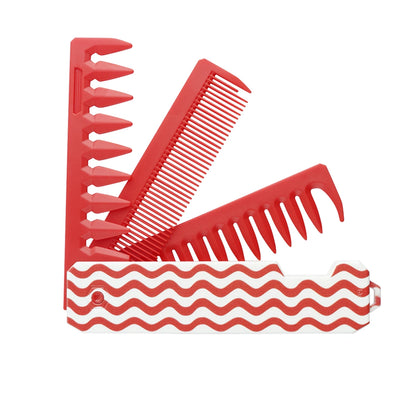 Pocket Folding Wide Tooth Comb Set — 1/2/3-in-1 Plastic Oil Head, Beard & Barber Styling Combs