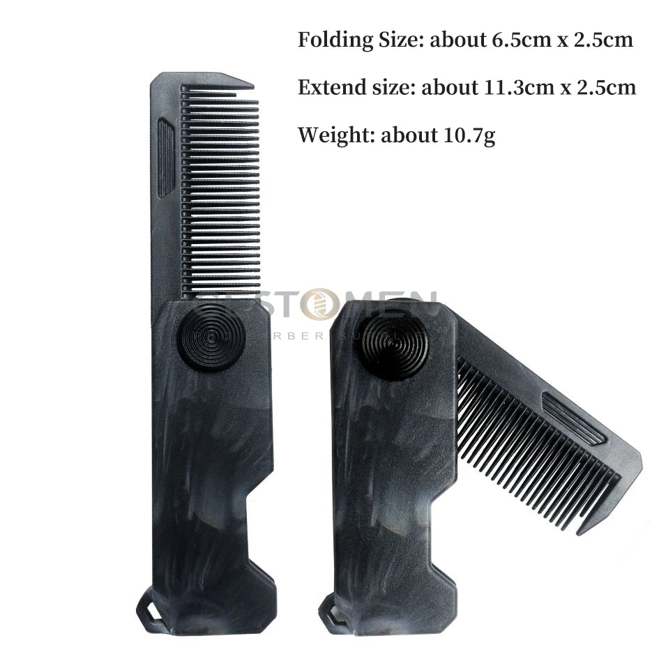 Pocket Folding Wide Tooth Comb Set — 1/2/3-in-1 Plastic Oil Head, Beard & Barber Styling Combs