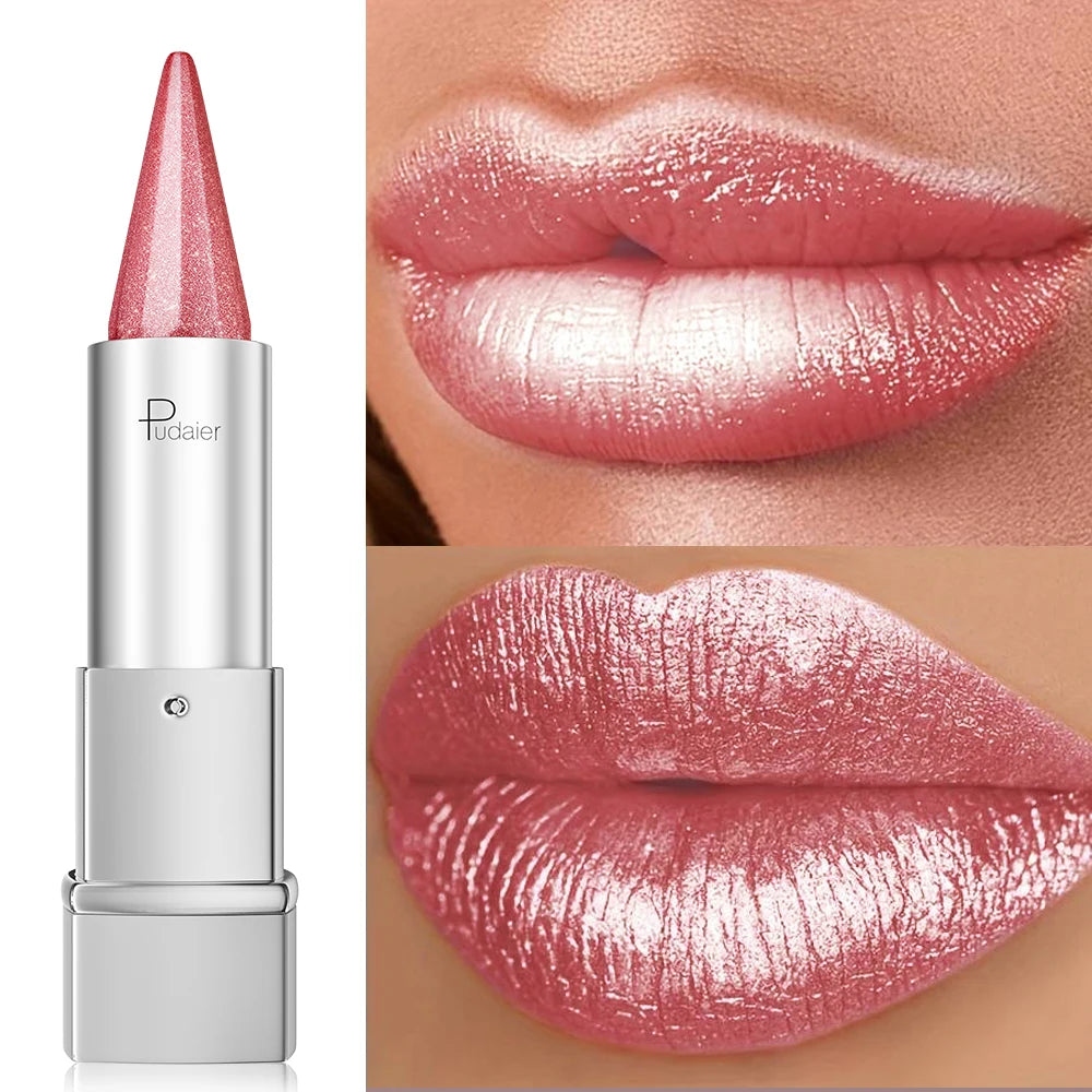 Pearl Shimmer Lipstick – 6 Metallic High-Shine Shades
