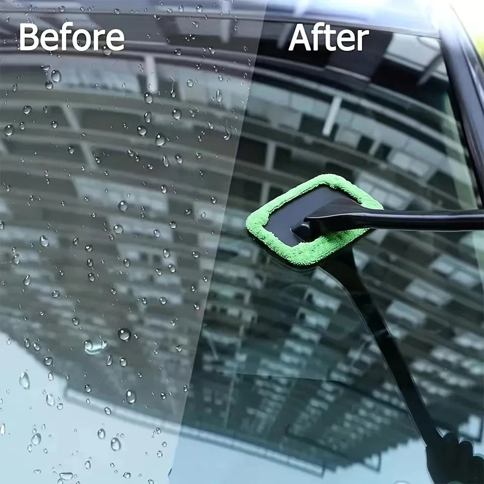 Car Window Cleaner Brush Kit — Long Handle Windshield Cleaning Tool & Interior Auto Glass Wiper