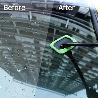 Car Window Cleaner Brush Kit — Long Handle Windshield Cleaning Tool & Interior Auto Glass Wiper