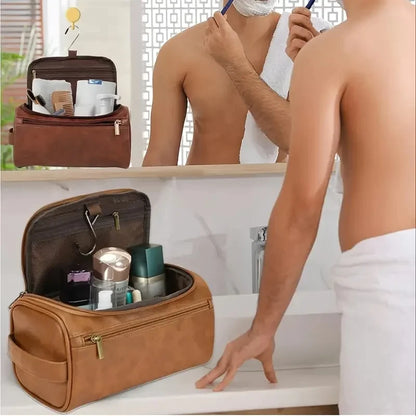 Leather Toiletry Bag — Hanging Dopp Kit for Men & Women