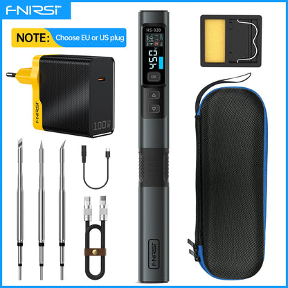 FNIRSI HS-02 Portable Soldering Iron — 100W PD, Adjustable 100-450°C Temperature & Fast Heating