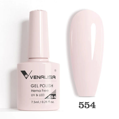 Venalisa HEMA-Free Glitter Gel Nail Polish — Full Coverage UV LED Soak-Off, Jelly Pink & Nude