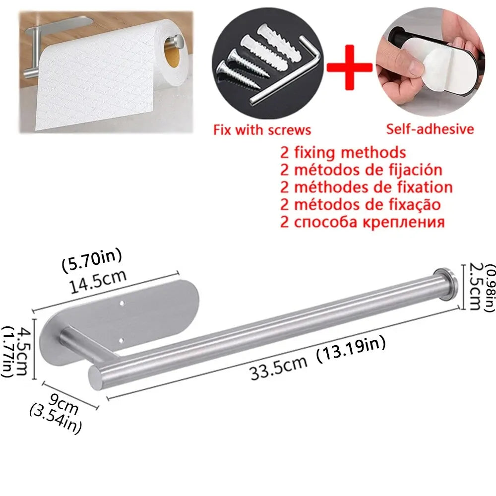 Stainless Steel Paper Towel Holder – Adhesive or Screw Mount