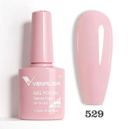 Venalisa HEMA-Free Glitter Gel Nail Polish — Full Coverage UV LED Soak-Off, Jelly Pink & Nude