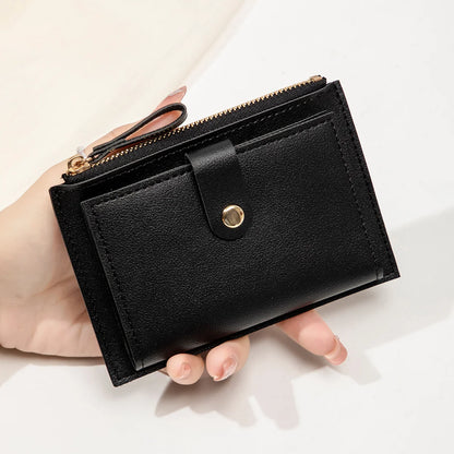 Women's Mini PU Leather Credit Card Holder Wallet — Ultra-Thin Minimalist Short Purse