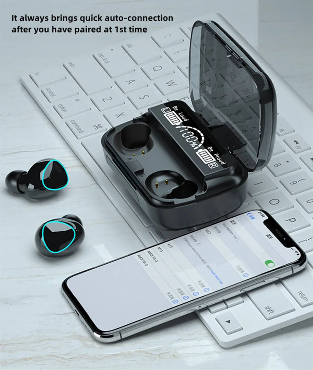 M10 Wireless Earbuds with Built-In Power Bank — High Quality Sound, Sports & Gaming Bluetooth Headphones