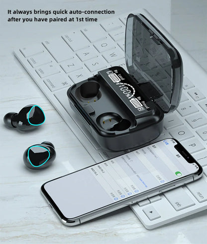 M10 Wireless Earbuds with Built-In Power Bank — High Quality Sound, Sports & Gaming Bluetooth Headphones