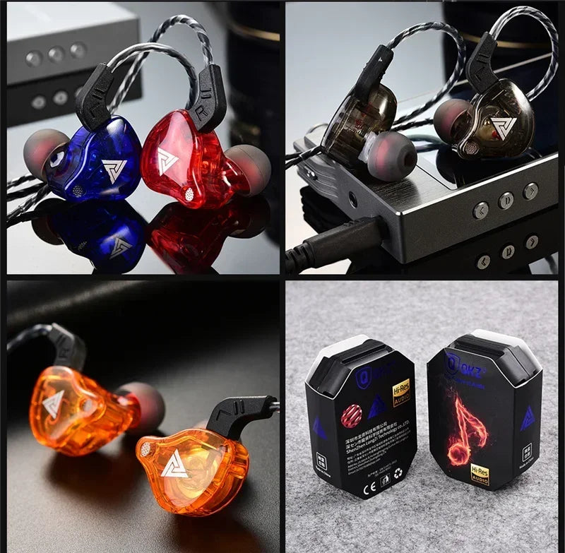 QKZ AK6 In-Ear HIFI Earphones — 6 Dynamic Drivers, Stereo Bass Subwoofer Monitor Earbuds with Mic