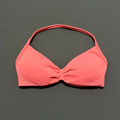 Women's Sports Strappy Yoga Bra — High Support Backless Halter Fitness Workout & Running Bra