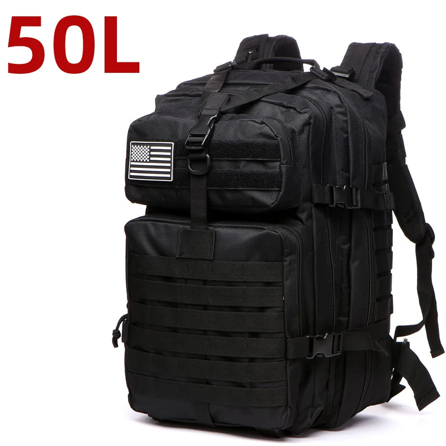 25L/50L Tactical Hiking Backpack — Waterproof Nylon Rucksack for Camping, Trekking, Fishing & Hunting