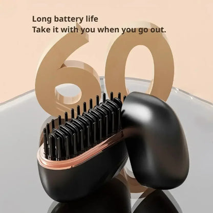 Mini Rechargeable Hair Straightener Brush — 3-Speed Temperature Control Anti-Scald Portable Travel Styling Tool