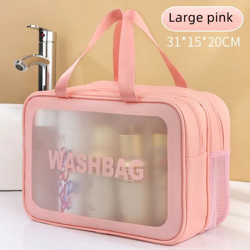 Dry-Wet Separation Travel Bag — Transparent PU Cosmetic & Gym Essentials Bag