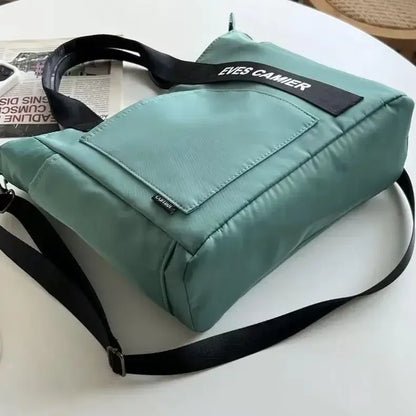 Nylon Waterproof Canvas Tote Bag — Large Capacity Casual Messenger Shoulder Bag for Women & Students